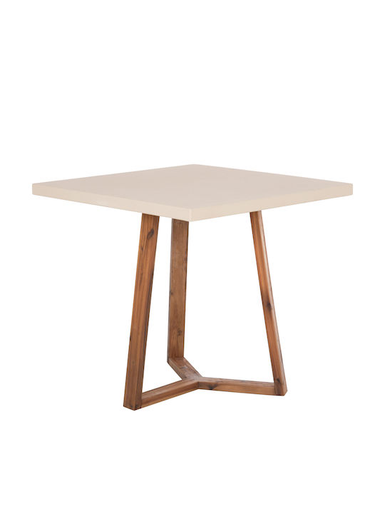 Fiber Quadratischer Esszimmertisch mit Betonoberfläche Beige 80x80x75cm