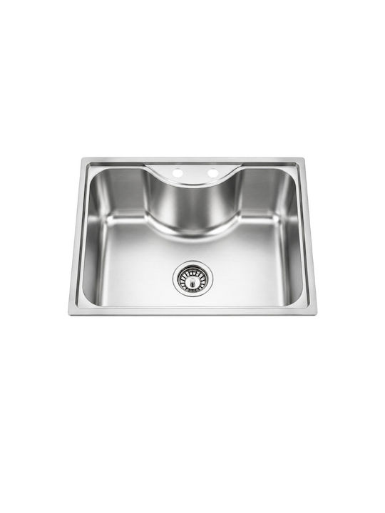 Inter Ceramic Kitchen Sink Built-in Installation Tap Dispenser Hole Complete Installation Set Siphon 65x45x20cm