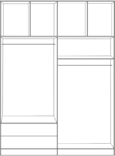 Τετράφυλλη Ντουλάπα με Πατάρι 160x42x241cm Zebrano