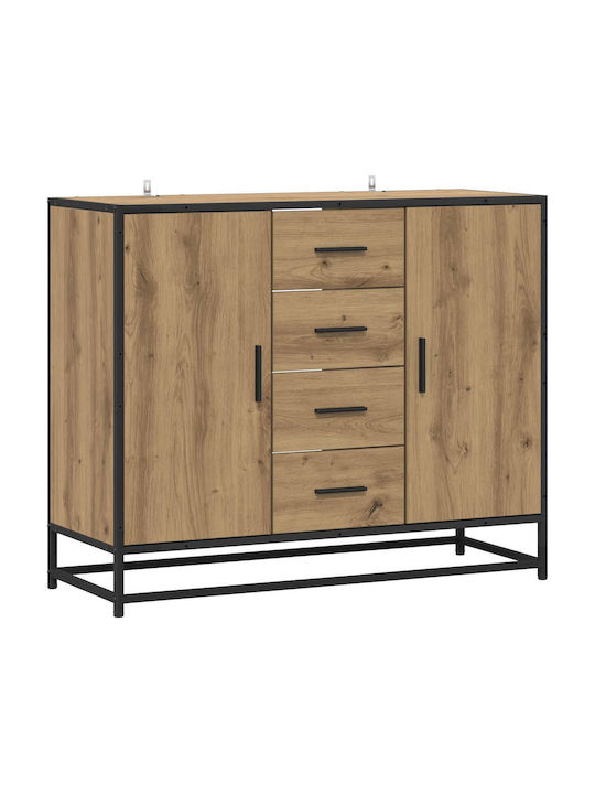 Wooden Sideboard with Drawers Oak 92x35x76cm