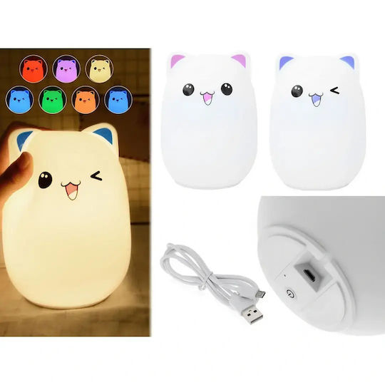 Verk Group Led Kids Decorative Lamp Cat Kitty with Color Changes White 8.2x5cm