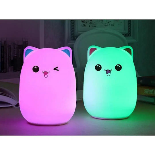 Verk Group Led Kids Decorative Lamp Cat Kitty with Color Changes White 8.2x5cm