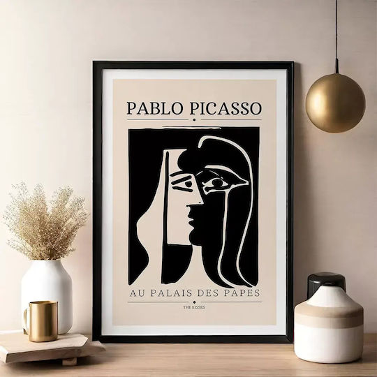 Poster Pablo Picasso Au Palais Des Papes Art077 40cm X 50cm Black Wooden Frame