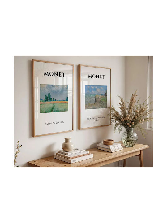 Poster Monet Champ De Ble Art010 40cm X 50cm Brown Wooden Frame