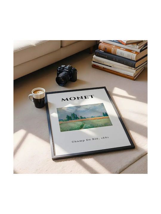 Poster Monet Champ De Ble Art010 40cm X 50cm Brown Wooden Frame