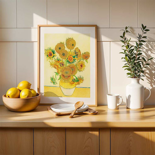 Poster Van Gogh Sunflowers Art116 40cm X 50cm Black Wooden Frame
