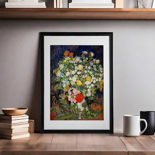 Poster Bouquet Flowers Art115 40cm X 50cm Black Wooden Frame
