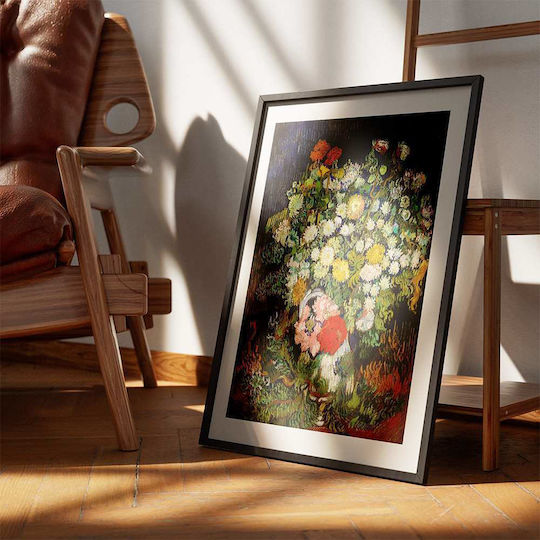Poster Bouquet Flowers Art115 40cm X 50cm Black Wooden Frame