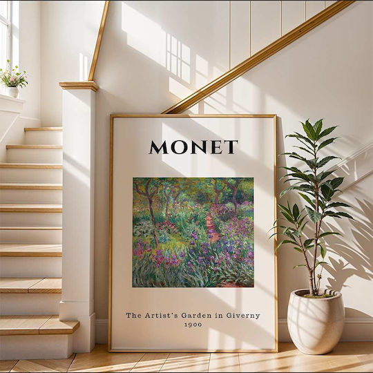Плакат Monet Artists Garden Art014 40см x 50см Черна Дървена Рамка-55869pd156879f55321