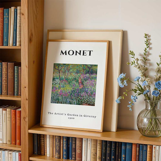 Плакат Monet Artists Garden Art014 40см x 50см Черна Дървена Рамка-55869pd156879f55321