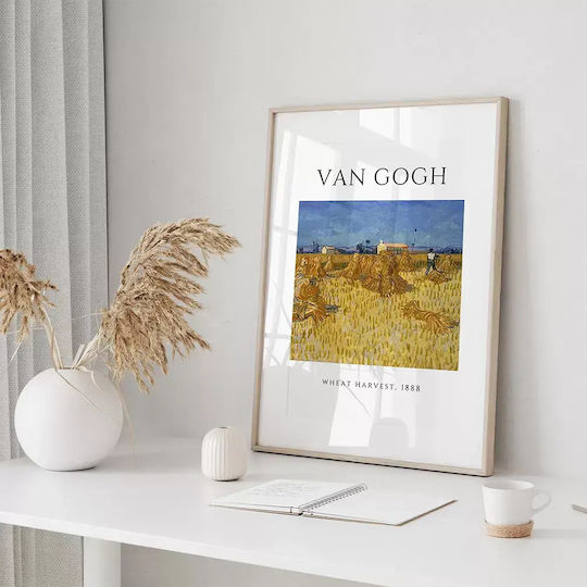 Poster Van Gogh Wheat Harvest Art097 40cm X 50cm Κορνίζα Φυσικό Ξύλου Μπεζ 56043pd156707f55316