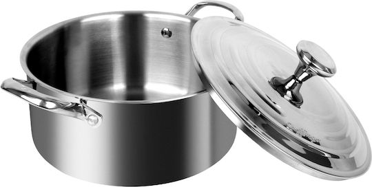 Oală din oțel inoxidabil Cheffinger 24 cm Capac Metalic Mânere Reforțate Argintie Oală din oțel inoxidabil Cheffinger 24 cm Capac Metalic Mânere Reforțate Argintie
