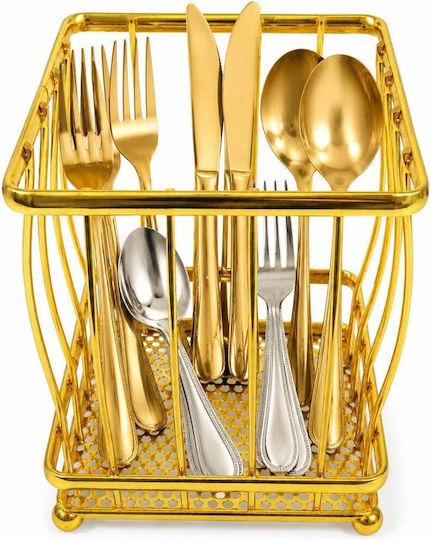 Metallisches Abtropfgestell für Besteck Gold