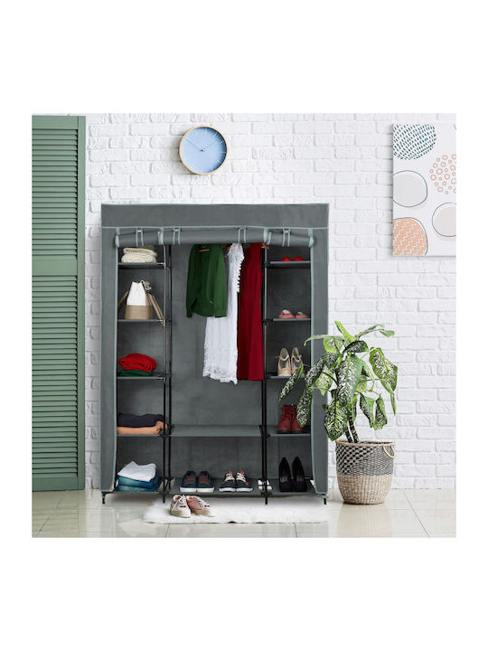 Relaxdays Dulap din Material cu Fermoar și Rafturi în Culoare Gri 135x45x175cm
