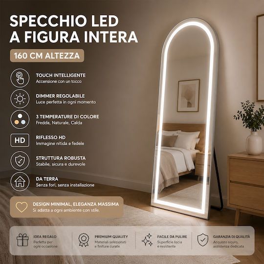 Shally Dogan Καθρέπτης Οβάλ με LED Φωτισμό 160x50cm