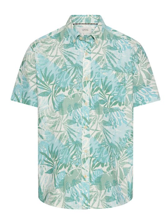 Short Sleeve Cotton Shirt Turquoise