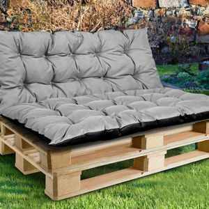 AIO Factory Водоустойчива Възглавница за Пейка Палета с Гръб Сива 120x120см
