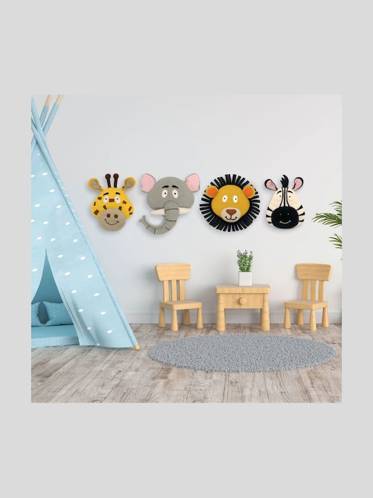 Kids Wall Decor Animals Grey 3x3x38cm