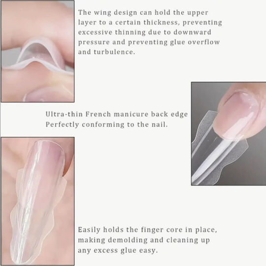 Sandwich Nail Dual Forms Διάφανο Αμυγδαλωτό Σχήμα 240τμχ