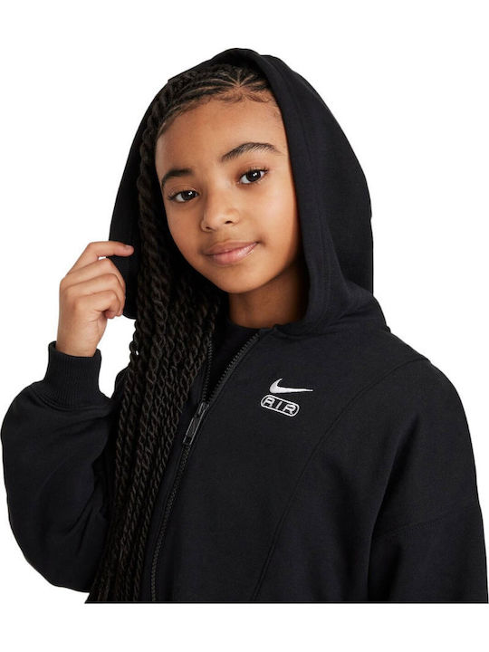 Kids Sweatshirt Cardigan With Hood And Pockets Black Nsw Air