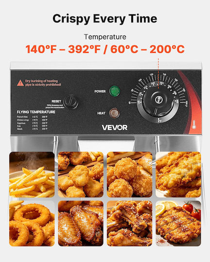 Vevor Ηλεκτρική Φριτέζα 2.5kW Χωρητικότητας 7.5lt