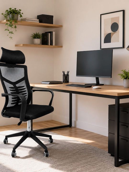 UNIHOME Flexy Καρέκλα Γραφείου με Ρυθμιζόμενα Μπράτσα Μαύρο