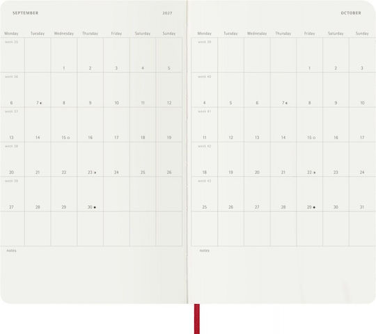Moleskine Classic Weekly Planner 2026/2027 Weekly 18 Months Large 13x21 Soft Cover Scarlet Red 8056999279837