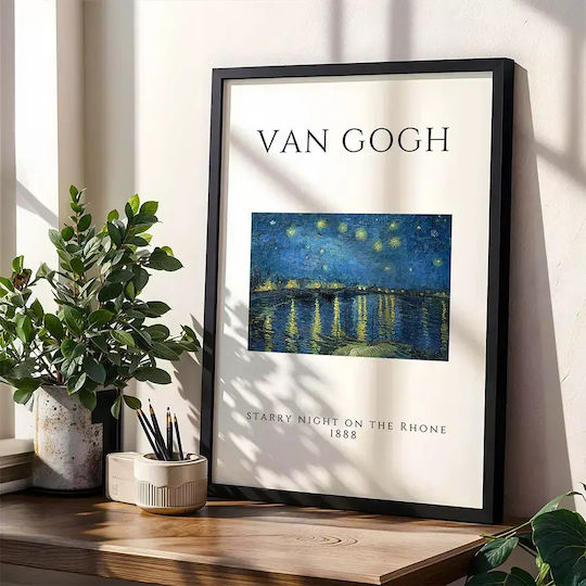 Poster Van Gogh Starry Night On Rhone Art004 40cm X 50cm Frame Natural Wood Beige 55249pd156887f55316