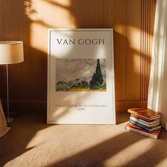 Poster Van Gogh Wheat Field Cypresses Art002 40cm X 50cm Black Wooden Frame