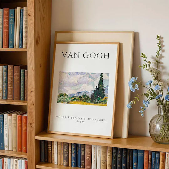 Poster Van Gogh Wheat Field Cypresses Art002 40cm X 50cm Κορνίζα Φυσικό Ξύλου Μπεζ 55246pd156889f55316