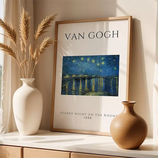 Poster Van Gogh Starry Night On Rhone Art004 40cm X 50cm Premium Black Wooden Frame