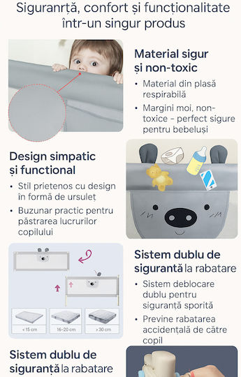 Bettschutzgitter für das Bett aus Metall 140cm
