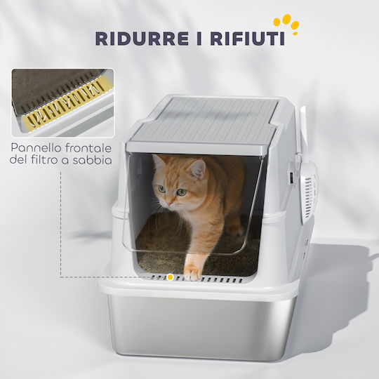 Pawhut Котешка тоалетна с Филтър Сива