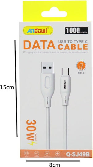 Andowl Cable USB-C male - USB-A 30W 1m 916233