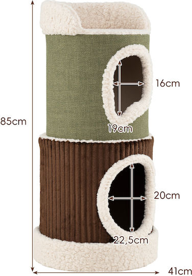 Costway Cat Barrel 3 Levels 2 Caves Ø41 Cm X 85 Cm Pv10562gn