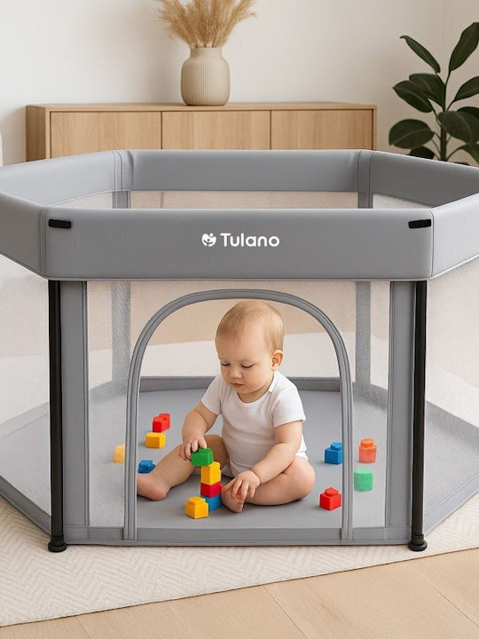 Tulano Παρκοκρέβατο με Στρώμα Γκρι 70cm