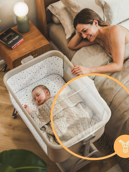 Tulano Babywiege Laufstall mit Matratze und Rädern Grau