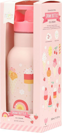 A Little Lovely Company Ice-Cream Stainless Steel Kids Water Bottle Thermos Blue 350ml