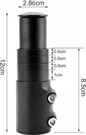 Extensor Tije De Ghidon Pentru Biciclete Zola Reglabil Pe Înălțime Lungime Totală 12 Cm Diametru Tijă 28 6 Mm 4 Inele Spacer Șurub De Fixare Cap Montare Aliaj De Aluminiu Negru