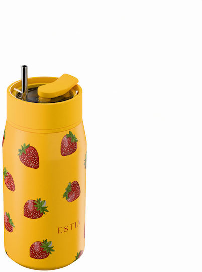 Estia Lens Save The Aegean Чаша Термос Неръждаема Стомана Без BPA 360ml Berry Bright с Сламка