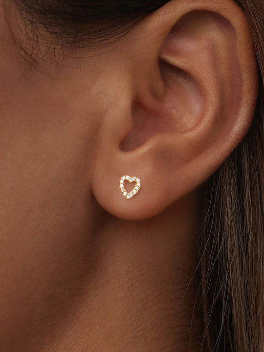 Daskalakis Single Gold Plated Silver Stud Earring with Light Blue Diamond B1267-1