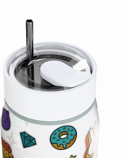 Estia Lens Save The Aegean Thermos Stainless Steel BPA Free 360ml Urban Vibes with Straw