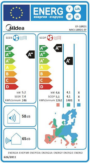Midea Solunar Klimaanlage Inverter 18000 BTU A++/A+ mit künstlicher Intelligenz