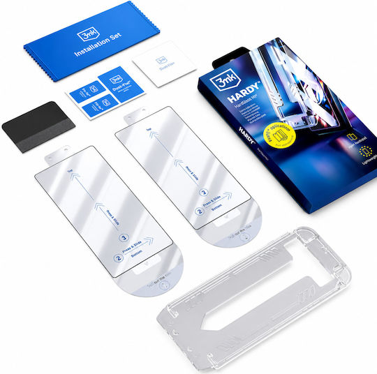 3mk Pack 2 Gehärtetes Glas iPhone 12 Pro Max Applicator Rahmen Schwarz Transparent