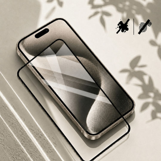 3mk Pack 2 Tempered Glass Iphone 15 Pro Max Applicator Frame Black Transparent