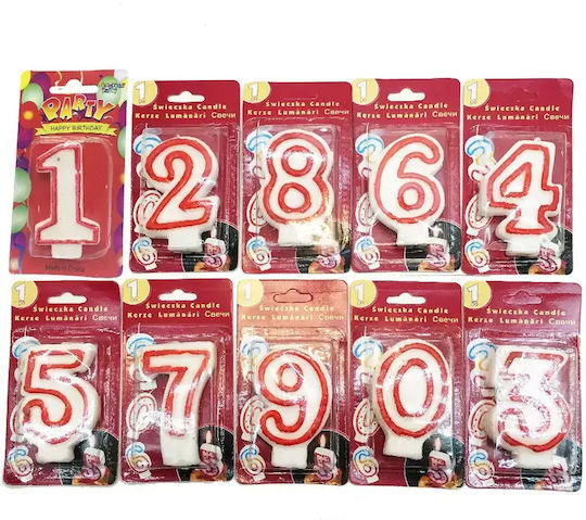 Birthday Cake Candle Chippo 968094-8 Number 8 Red 7.5 Cm