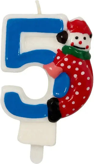 Chippo Geburtstagstorte Kerze Clown 134788 Nummer 5 Blau 9,5 cm