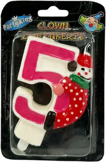 Geburtstagskerze Chippo Clown 134788 Nummer 5 Rosa 9,5 cm