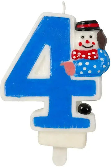 Geburtstagskerze Chippo Clown 134788 Nummer 4 Blaue 9,5 cm