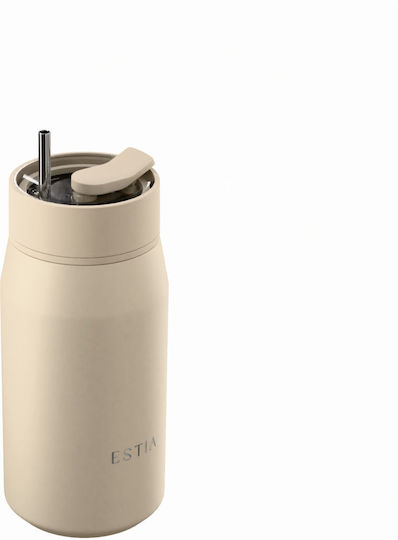 Estia Lens Save The Aegean Μπουκάλι Θερμός Ανοξείδωτο 360ml Dune με Καλαμάκι